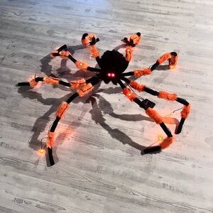 Giant Orange and Black Halloween Spider Decor